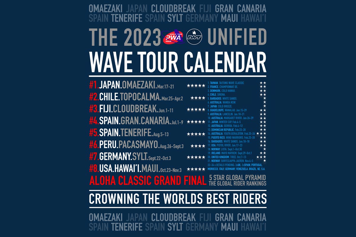 Calendrier PWA IWT Unified Wave Tour 2023